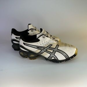 Asics Gel White Leather Golf Shoes Spikes Sneakers  Mens Size 8.5